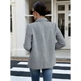 thumbnail image 6 of Women'S Lapel Collar Plaid 2 Button Boyfriend Blazer Suit Houndstooth Work Office Blazer Jacket Black XL, 6 of 9