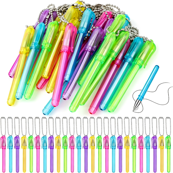 CCOCC 25Pcs Mini Keychain Pens Ballpoint Bulk Small Lanyard Pen for Badge Reel|Pocket Colorful Ballpoint with Keyring Blackink 1.0 Mm for Badge Nurse Office School Teacher Doctor Gifts