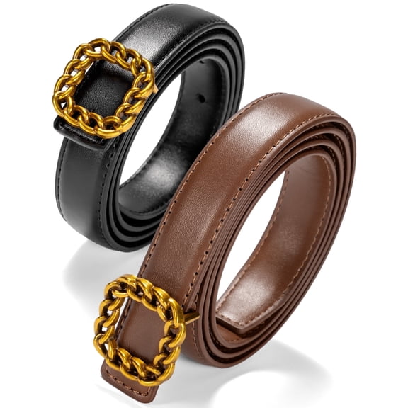 Timarkment 2Pcs Belts for Women Womens Belt with Pin Buckle Leather Belts for Women Jeans Dresses Black and Brown Belt