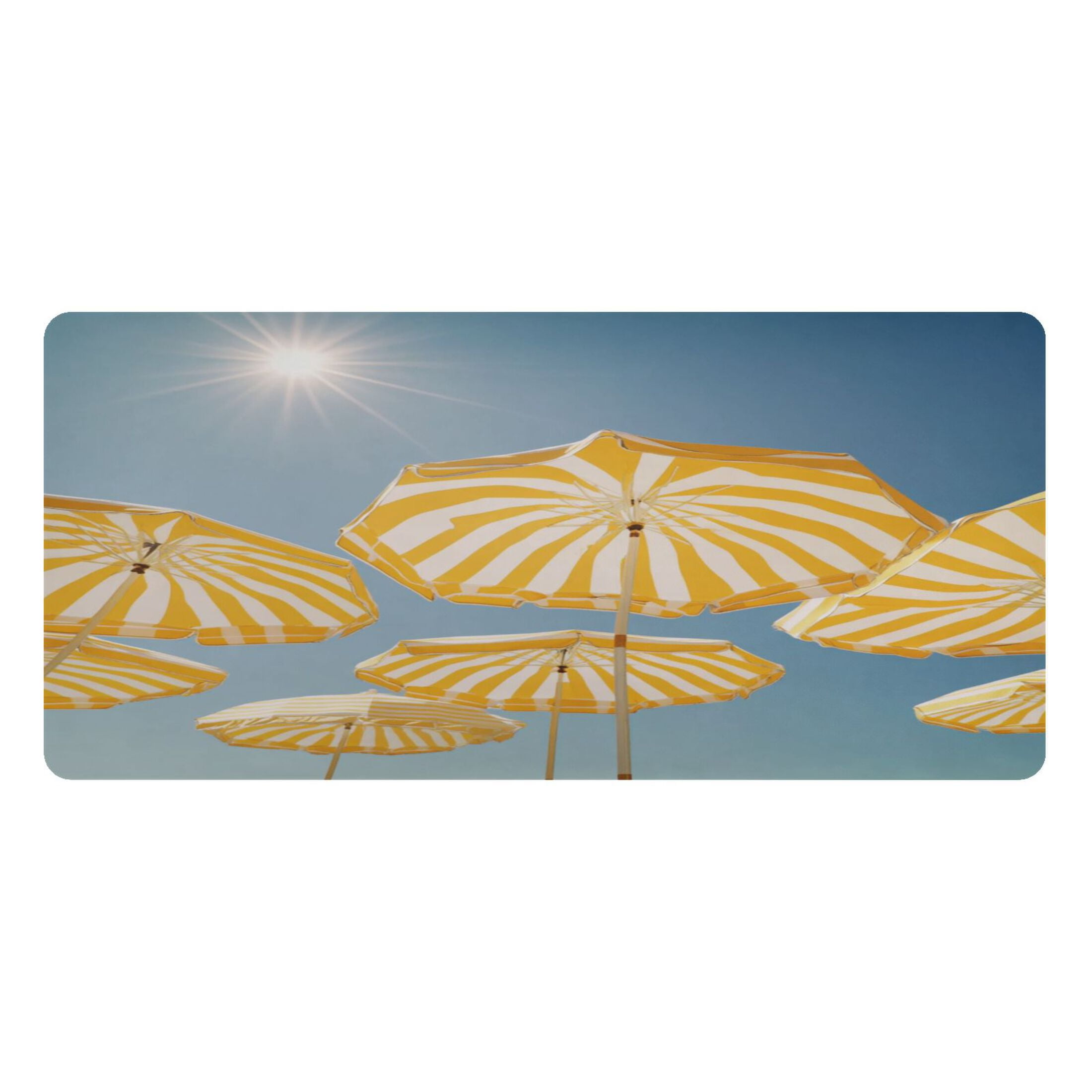 Leather Keyboard and Mouse Desk Mat Office Desk Accessories Protective Office Desk Decor Desk Pad Mat for Gaming, Work from Home, Office Striped Beach Umbrellas Pattern 16.5" x 35.4"