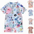 thumbnail image 5 of Kaprioy Infant Baby Boy Girls Rash Guard Swimsuit Short Sleeve Floral Print Half Zip Bathing Suit Toddler Little Kids Baby Boys One-Piece Swimwear Sunsuit, 5 of 5