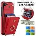 thumbnail image 3 of Wallet Case for Samsung Galaxy S21 FE, PU Leather Shoulder Strap Lanyard Crossbody Card Slot Magnetic Cover with RFID Blocking Ring Holder Kickstand Soft TPU Bumper Case,Red, 3 of 8