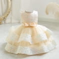 thumbnail image 2 of Generic Flower Girl Dresses for Wedding Baby Pageant Dress Sequins Princess Toddler Flower Birthday Party Gown for Fashion Casual Holiday Gowns(12-18 Months,Beige), 2 of 8