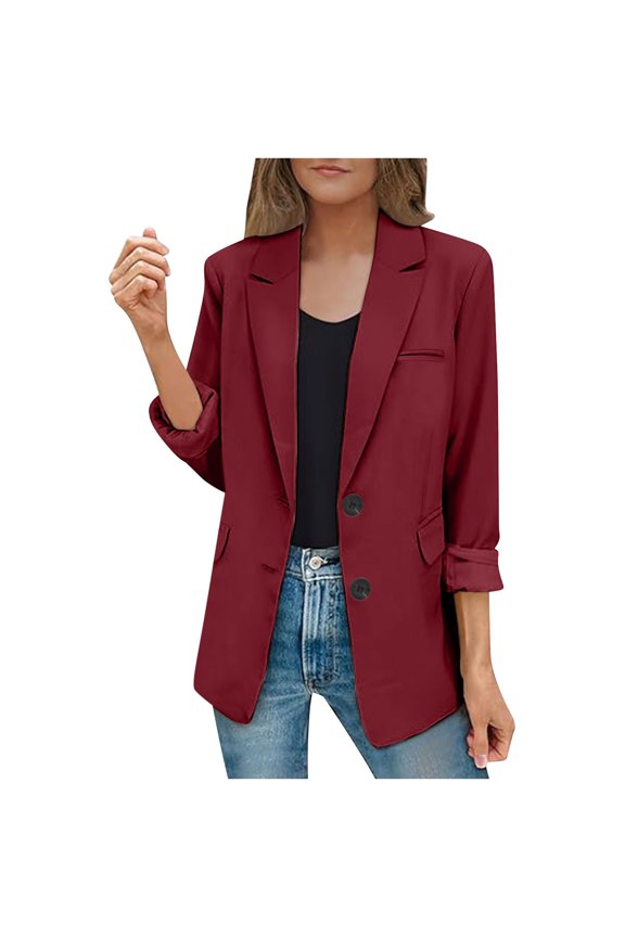Women Cardigan ClearanceBlazers for Women Business Casual,Fall Fashion Padded Shoulder office Suits Single Breasted Jacket with Pockets