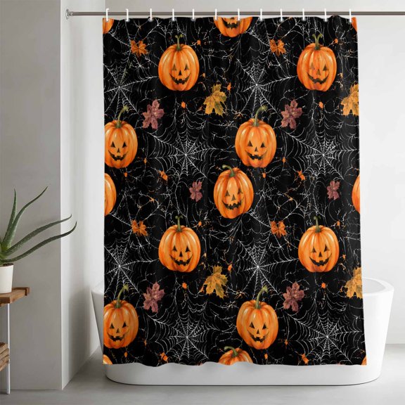 Shower Curtains for Bathroom-36"x72",Halloween Scary Pumpkins Waterproof Bath Curtain Grommet Shower Curtain Set with Hooks,