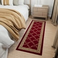 thumbnail image 6 of Ottomanson Trellis Bathroom Runner Rug 20" x 53" - Non Slip Low Pile Carpet, Burgundy Red, 6 of 13