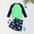thumbnail image 5 of TOWED22 Boys Two Piece Rash Guard Swimsuits Kids Long Sleeve Printed Swimwear Sets Quick Dry Bathing Suit Boys 4-12 Years Green,5 Y, 5 of 6