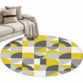 thumbnail image 2 of 3ft Washable Round Rug, Mid Century Non-Slip Circle Area Rug for Bedroom Bedside, Yellow Grey Abstract Retro Geometric Modern Soft Indoor Floor Mat for Home Decor, 2 of 9