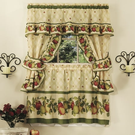 Apple Kitchen Curtains - Apple Orchard Complete Kitchen Curtain Tier, Swag & Valance Set