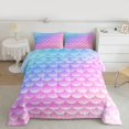 thumbnail image 2 of Homewish Cartoon Mermaid Pattern Bedding Comforter Set,Ocean Animal Twin Comforter Sets,Pink Purple Ombre Bedding Set For Girls Kids,Luxury Bedroom Decor Reversible,2pcs, 2 of 8
