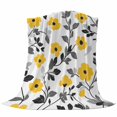 thumbnail image 6 of Yellow Grey Spring Floral Blanket Soft Cozy Warm Throw Blanket for Couch, Plush Fuzzy Flannel Fleece Blankets for Sofa, Elegant Botanical Summer Bed Blankets Lightweight Gifts for Women, 40"x60", 6 of 9
