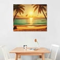 thumbnail image 2 of PIKWEEK  Wall Art Decor Large Canvas Print Picture Sunset Ocean Beach Waves 1 Panel Coconut tree Scenery Painting Artwork for Office Home Decoration Stretched  12*16inch/16*20inch, 2 of 6