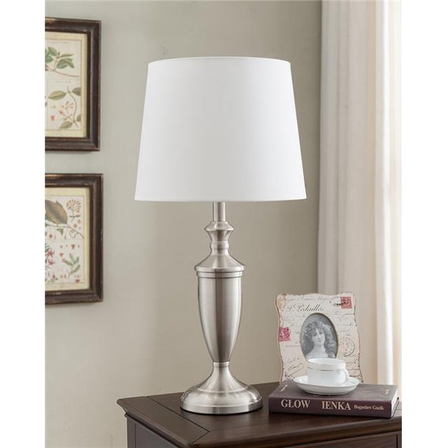 KB L228 Lampes de Table - Nickel Brossé & Blanc&44; Lot de 2