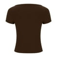 thumbnail image 6 of Women's Casual Short Sleeve Square Neck Summer Tops Ribbed Knit Slim Fit Tee Shirts, 6 of 7
