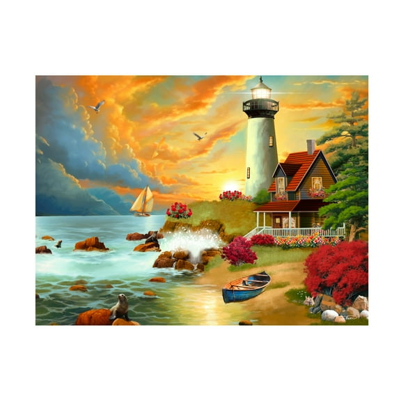 Canvas Wall Art - Stewart 'Seal Lion Island Lighthouse' Wall Art for Living Room, Bedroom, or Office Décor by Trademark Fine Art - 19 x 14 Inches