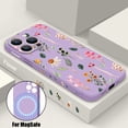 thumbnail image 1 of Colourful Flower Pattern Phone Case For iPhone 16 15 14 13 12 Pro Max 11 Magnetic For Magsafe Wireless Charge TPU Silicone Cover PURPLE For iPhone 14 Pro, 1 of 6