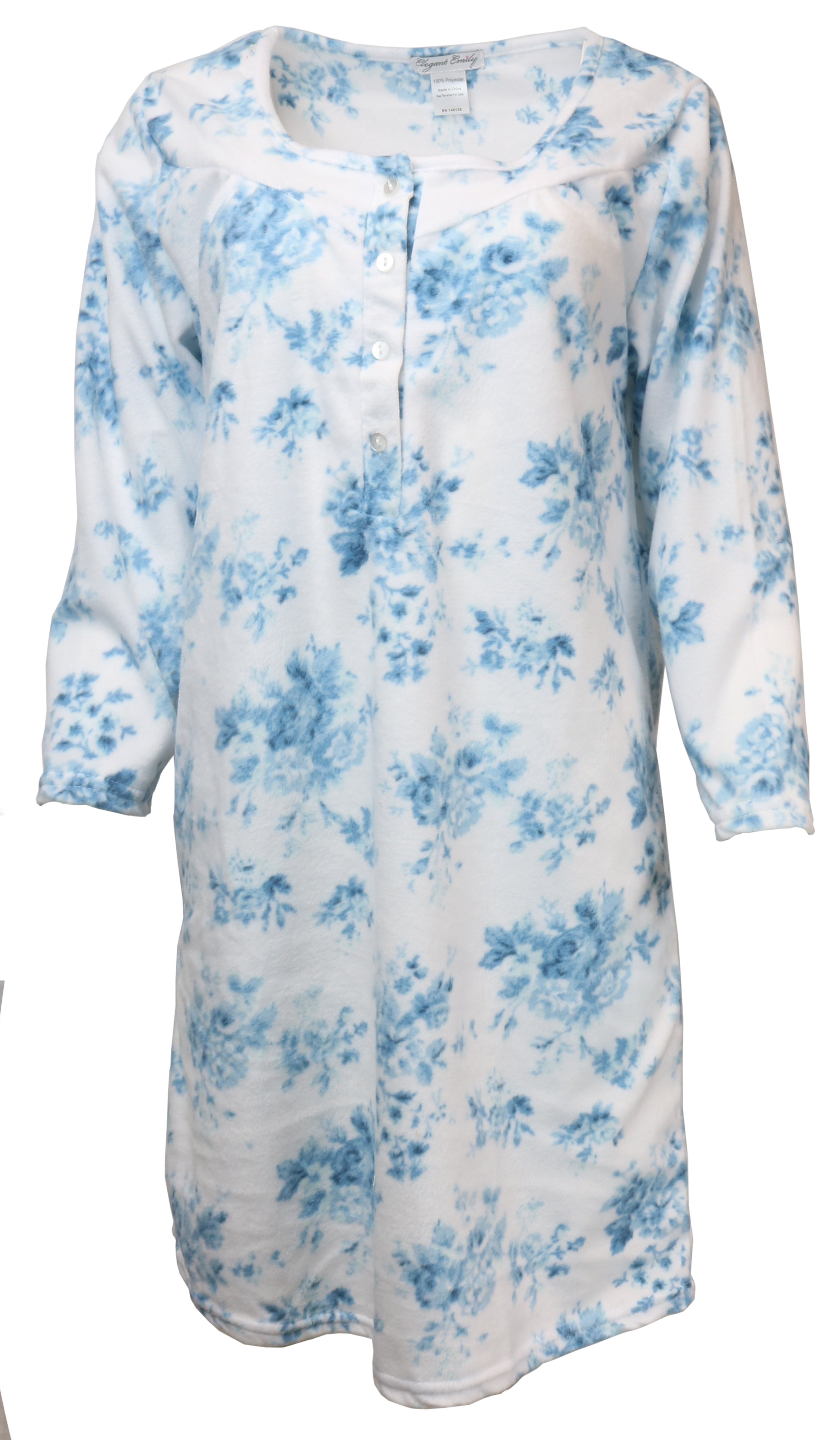 Elegant Emily's Women's Plus Size Long Sleeve Fleece Pajama Nightgown ...