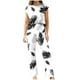 thumbnail image 2 of Conjuntos Cortos para las Mujeres Florales sin Mangas Delantera Corta Espalda Larga Y Pantalones, Conjunto Casual de Moda, 2 of 4
