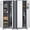 White+Grey, variant on Broom Storage Cabinet, Metal Utility Storage Cabinet with Hanging Rail, 65" Tall Cleaning Tool Organizer with Shelves and Doors, for Home, Garage, Office, Balcony