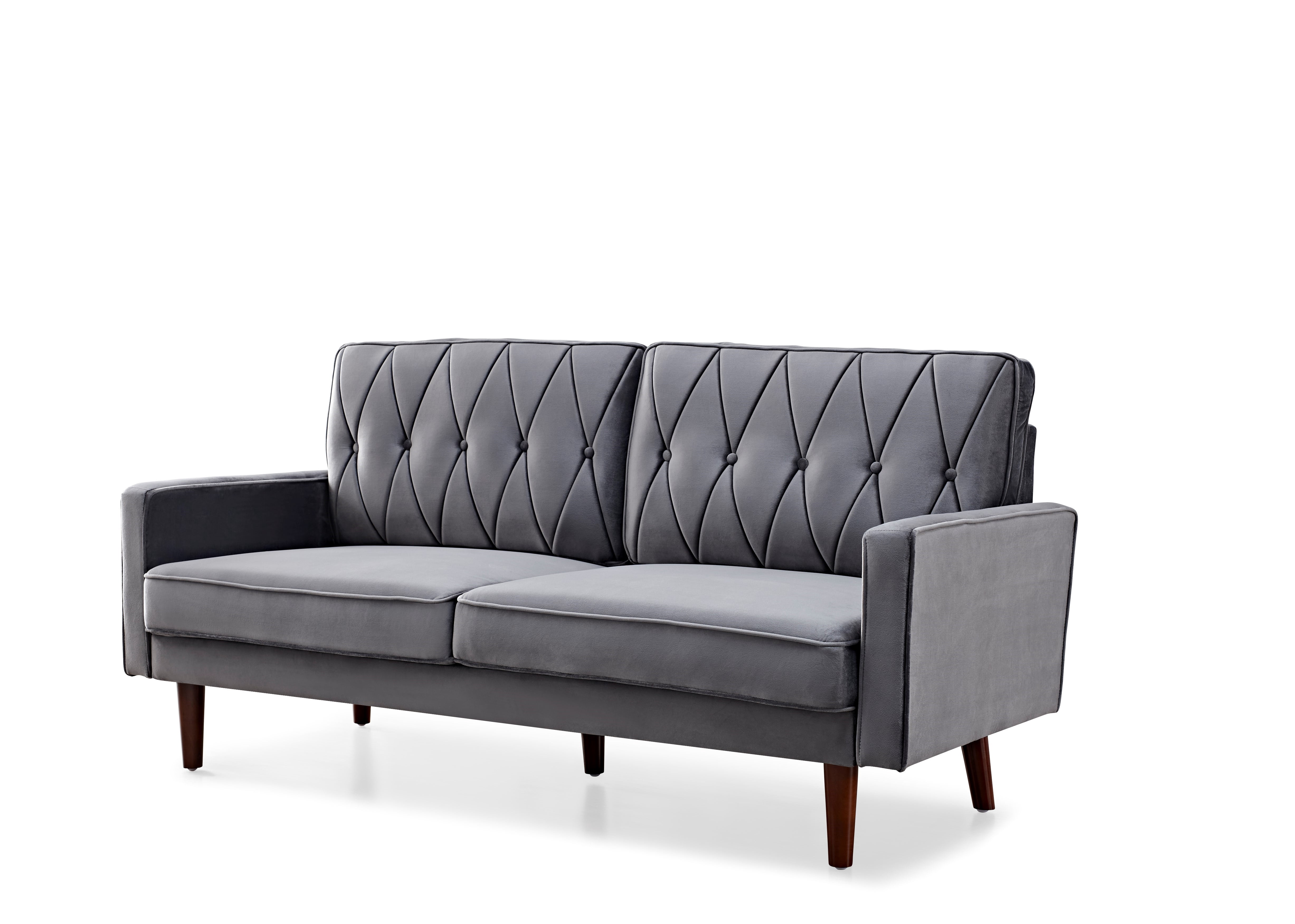 Us pride furniture Feemster 69.3'' Velvet Square Arm Sofa -Grey