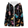 thumbnail image 4 of Luwomo Leisure Jackets Hoodie Womens Zip Up Hoodie Dinosaur Print Loose Fit Pullover Long Sleeve Hooded Sweatshirt Outdoor Athletic Wear Lady Tops Black,L, 4 of 5