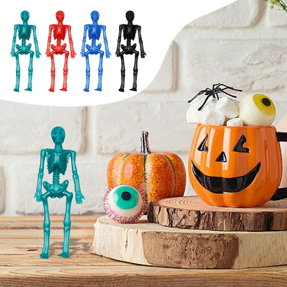 4pcs Halloween Stretchy Skeleton Toys, Assorted Color Stretchy Skull Squishy Toys for Party Favors, Happy Halloween Goody Bag Fillers, Halloween Sticky Toys for Kids