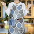 thumbnail image 6 of Blue Geometric Quatrefoil Pattern Apron-Garden Aprons for Women with Pockets-Cotton Linen Waterproof Kitchen Cooking Gardening Aprons Adjustable for Kitchen,Cooking,BBQ and Salon 33x27 Inch, 6 of 7