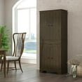 thumbnail image 3 of Spaco 72" 4-Door Kitchen Pantry, Kitchen Cabinet with Drawer and 3 Shelves, Freestanding Cabinet for Indoor as Kitchen, Bar, Dining Room, Dark Brown, 3 of 7