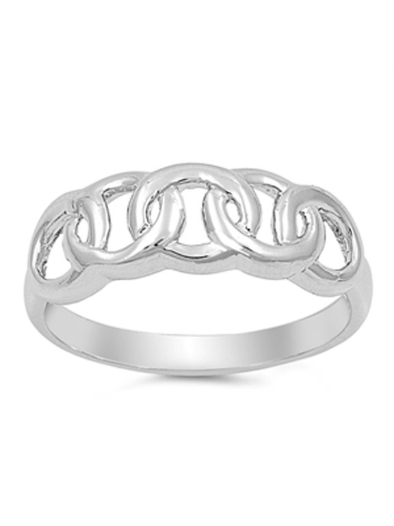 High Polish Locking Knot Ring .925 Sterling Silver Band Jewelry Female Male Unisex Size 9