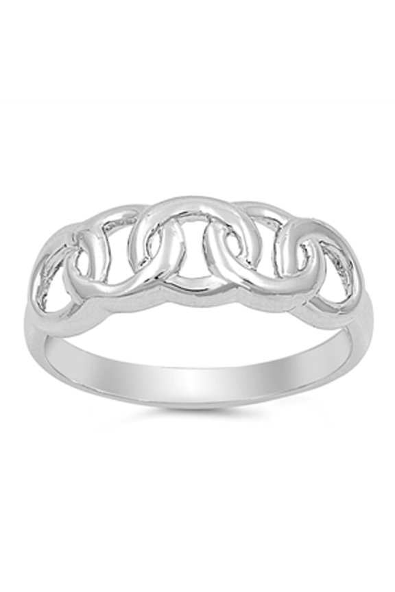 High Polish Locking Knot Ring .925 Sterling Silver Band Jewelry Female Male Unisex Size 9