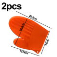 thumbnail image 2 of 1 par - Guantes de silicona de dos dedos con aislamiento térmico para barbacoa - Naranja MFZFUKR CPB-DE-LYY1794-2, 2 of 5