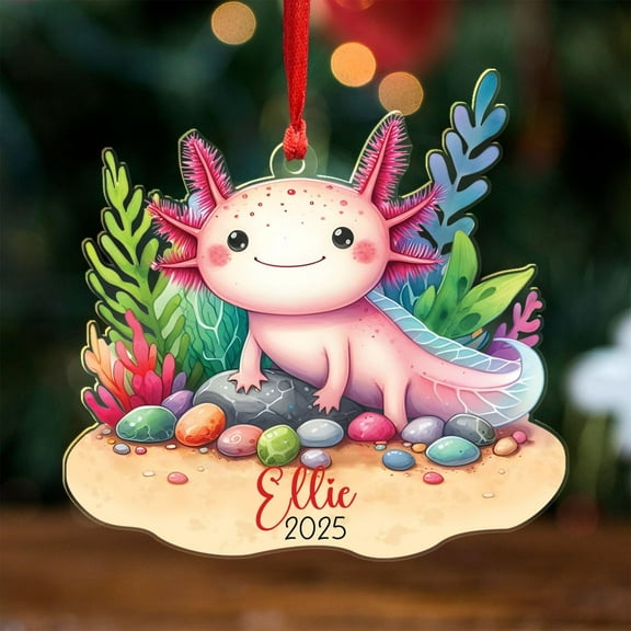 Axolotl Xmas Hanging Acrylic Ornament, Personalized Baby Axolotl Shape Ornament Christmas 2025, Sea Animal Keepsakes Gifts for Men Women Son Daughter, Custom Axolotls Lover Ornaments Xmas Tree Decor
