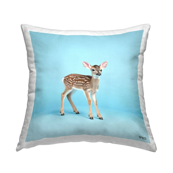 Stupell Industries Forest Fawn on Blue Decorative Printed Throw Pillow Design by RB