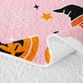 thumbnail image 5 of Homewish Girly Pastel Halloween Bed Spread Queen,Witch Hat Skull Pumpkin Candy Print Queen Coverlet Set,Blush Pink,3 Pieces, 5 of 7