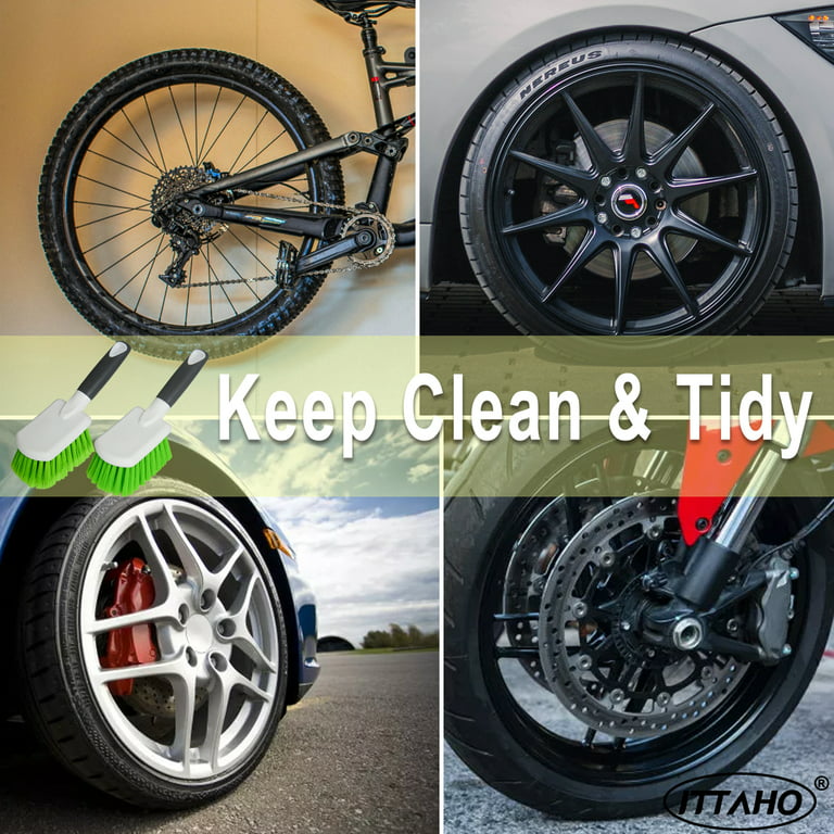 ITTAHO Tire Brush, Soft Bristle Car Detailing & Upholstery Wheel Brush Auto  Cleaner - 2 Pack 