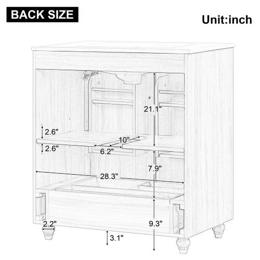 30" Bathroom Vanity with Sink Combo, Multi-functional Bathroom Cabinet with Doors and Drawer,  MDF Board, Natural(Old SKU:WF319484AAG)