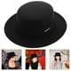 thumbnail image 2 of GOOHOCHY Sombrero Fedora de ala ancha vintage Sombrero panamá cálido y elegante Sombrero canotier con parte superior plana Sombrero de copa negro clásico Talla única para mujeres y hombres, 2 of 8