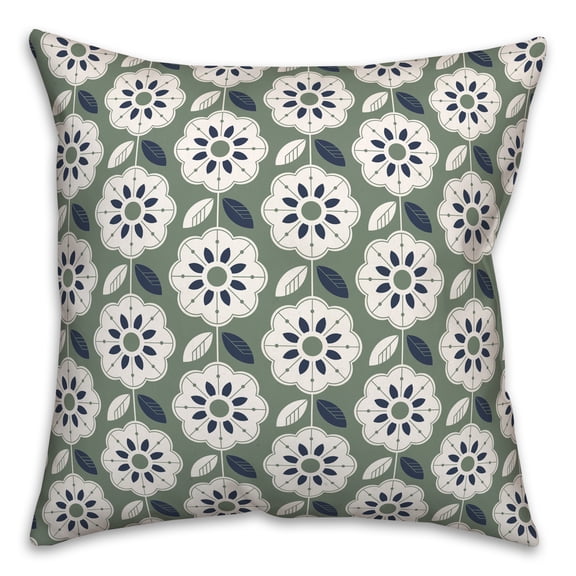 Creative Products Green Navy Mod Pattern 18x18 Indoor / Outdoor Pillow