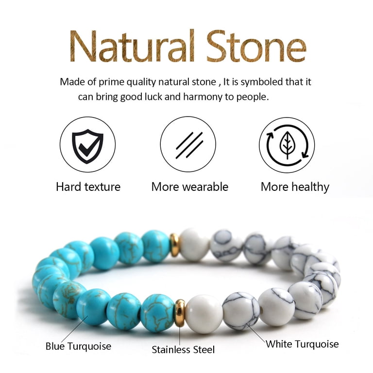 Z ZACHÉ 4pcs/set Natural Stone Bracelet, 8mm Map Stone, Howlite