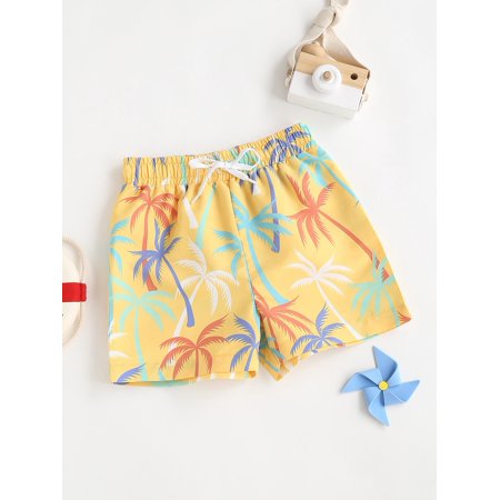 

Toddler Boys Palm Tree Print Swim Shorts Beachwear S221904X Yellow 90(1-2Y)