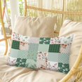 thumbnail image 4 of Boho Spring Floral Pillow Covers, Linen Long Throw Pillow Case, Retro Flowers Plants Patchwork Grid Green Holiday Pillow Protector Decorative Cushion Cover for Living Room/Bedroom 20" x 36", 4 of 8