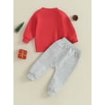 thumbnail image 3 of Infant Baby Boys Girls Christmas Letter Print Sweatshirt and Elastic Waist Pants Outfits, 3 of 8