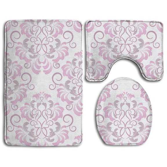 GOHAO Curve 3 Piece Bathroom Rugs Set Bath Rug Contour Mat and Toilet Lid Cover