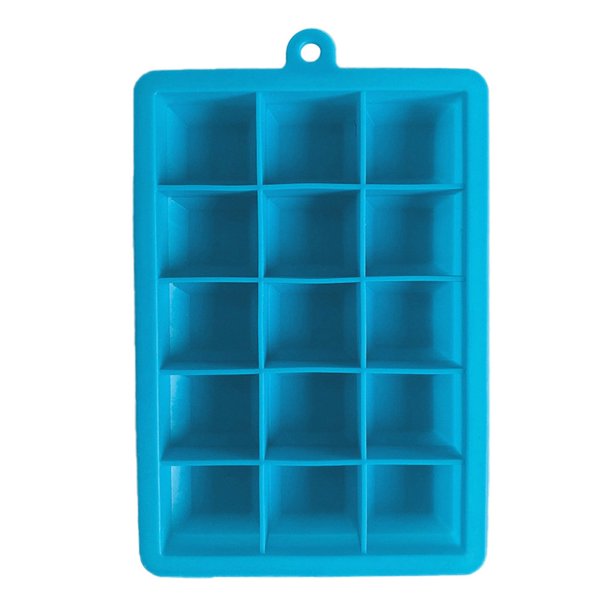 Bandeja de cubitos de hielo de silicona: 15 compartimentos, apta para uso alimentario, apta para lavavajillas; congela hielo, caramelos y gelatina; a prueba de fugas; apilable