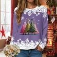 thumbnail image 2 of Towmus Womens Crewneck Long Sleeve Merry Christmas Graphic Sweatshirts Christmas Tree Bright Graphic Pullover Tops, 2 of 7