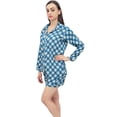 thumbnail image 1 of Bimba Women Check Print Sleepwear Shirt With Elastic Shorts 2 Pcs Night Set - 18, 1 of 6
