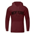 thumbnail image 3 of Kopltyrfg Graphic Hoodies for Men Oversized Pullover Letter Print Long Sleeve Casual New York Sweatshirt with Pocket Wine XL, 3 of 4