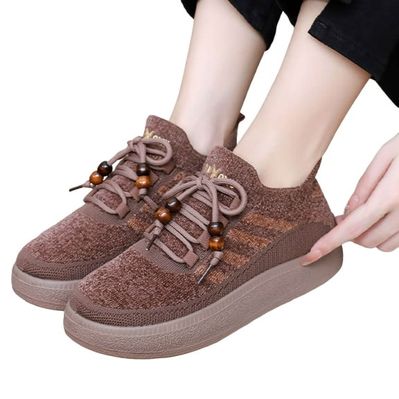 Platform Snow Boots for Women with Arch Support Elastic Knit Slip on Ankle Boos Winter Warm Booties