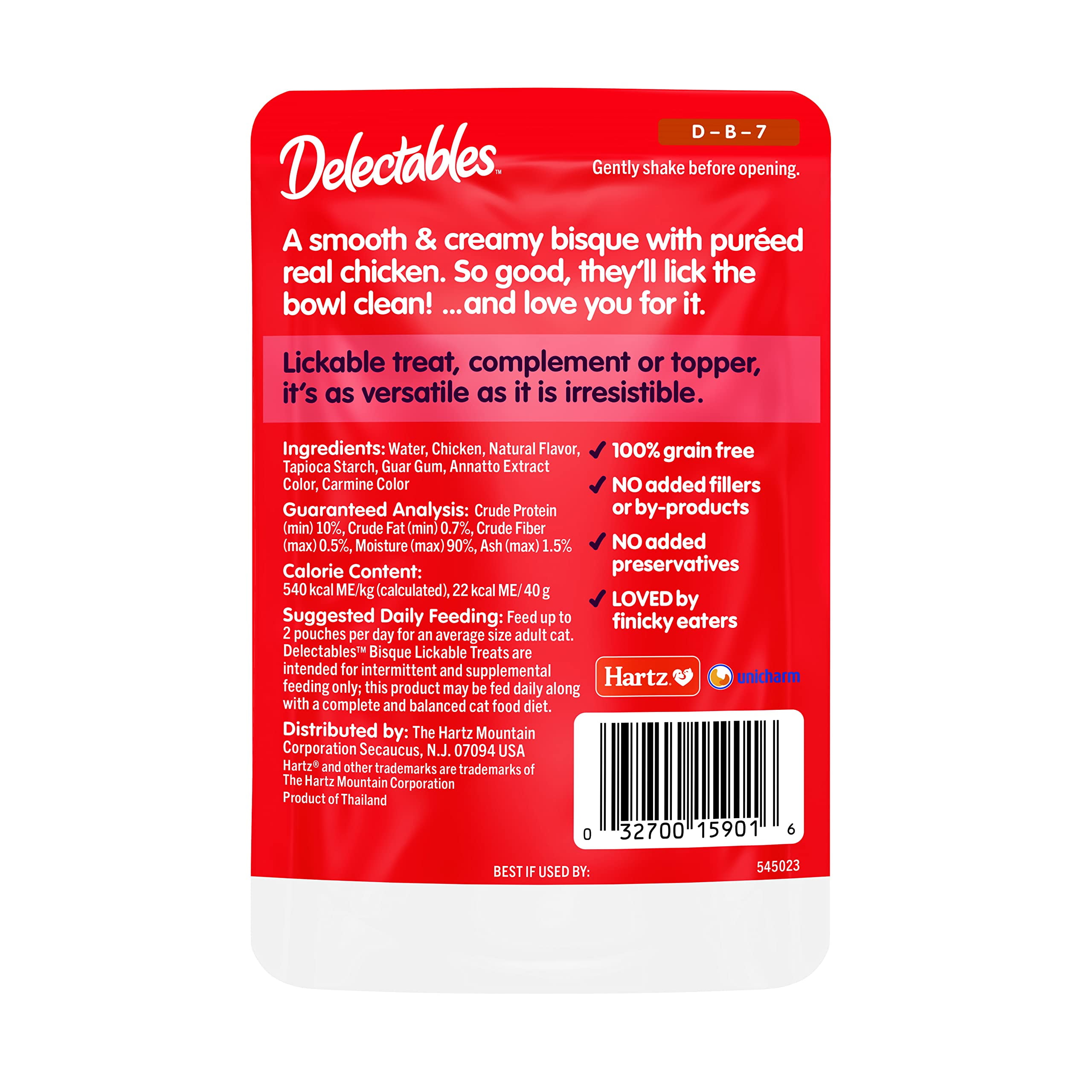 Hartz Delectables Non-Seafood Bisque MMF7&nbsp;Lickable We Cat Treats for Adults & Senior Cats, Chicken (Pack of 12)