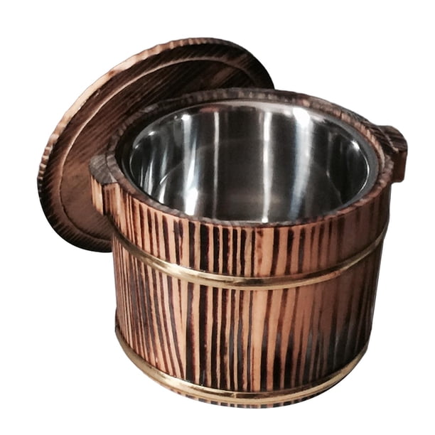 Cubo de arroz de madera, tazón de arroz para sushi, bandeja redonda práctica para comida, barril de madera para sushi 20cm B